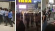 Les images des clients en train d'essayer de quitter le magasin Ikea de Shangai, samedi.