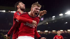 Rasmus Hojlund célèbre son premier but en Premier League avec Manchester United, 26 décembre 2023