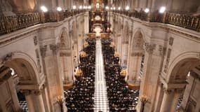 Le service commémoratif pour la reine Elizabeth II à la cathédrale St Paul de Londres, le 9 septembre 2022, un jour après sa mort à l'âge de 96 ans.