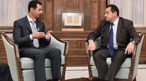 Bachar al-Assad et Jean-Frederic Poisson, le 28 octobre 2015, à Damas.