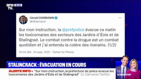 Paris: Darmanin annonce avoir demandé l'évacuation ce vendredi matin des toxicomanes des jardins d'Eole et de Stalingrad