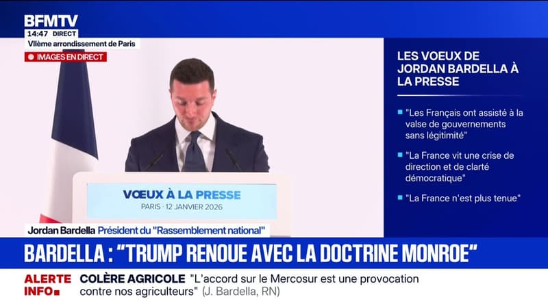 "Qui écoute encore la France lorsqu'elle s'exprime?", lance Jordan Bardella lors de ses vœux à la presse
