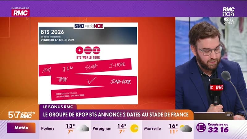 Le bonus RMC : Le groupe de Kpop BTS annonce 2 dates au Satde de France - 14/01