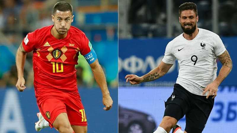 Le Belge Eden Hazard et le Français Olivier Giroud.