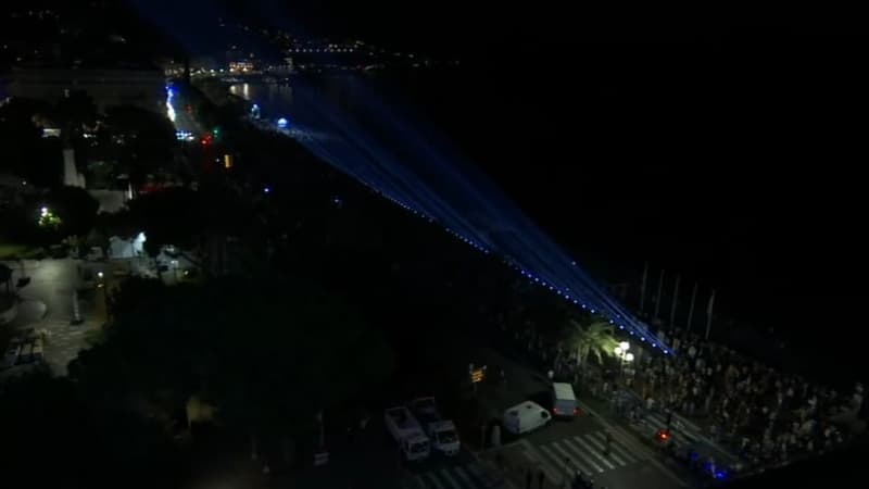 Nice: 86 faisceaux lumineux mis en lumière en hommage aux victimes des attentats de 2016