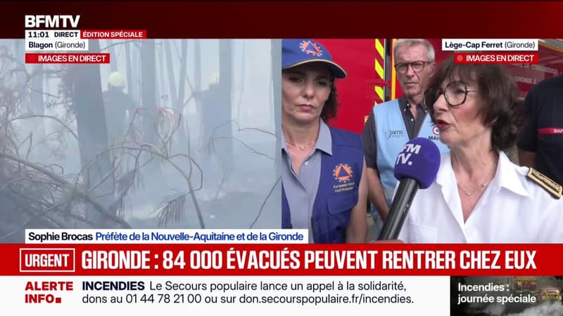 "Ce matin on a pu annoncer la réouverture de 9 communes et la répuverture à compter de 14h de l'A63", indique la préfète de Nouvelle-Aquitaine et de la Gironde