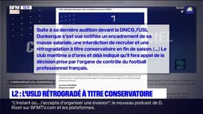 Ligue 2: Dunkerque rétrogradé à titre conservatoire en fin de saison