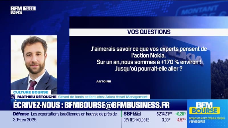 Culture Bourse : « J'aimerais savoir ce que vos experts pensent de l'action Nokia. Sur un an, nous sommes à +170 % environ ! Jusqu'où pourrait-elle aller ? », par Julie Cohen-Heurton - 02/06