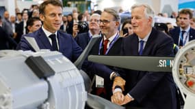 Emmanuel Macron et Michel Barnier au Bourget le 19 juin 2023 