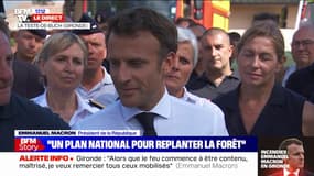 EN DIRECT - Emmanuel Macron annonce le lancement d'un chantier pour replanter les forêts détruites par les incendies en Gironde 