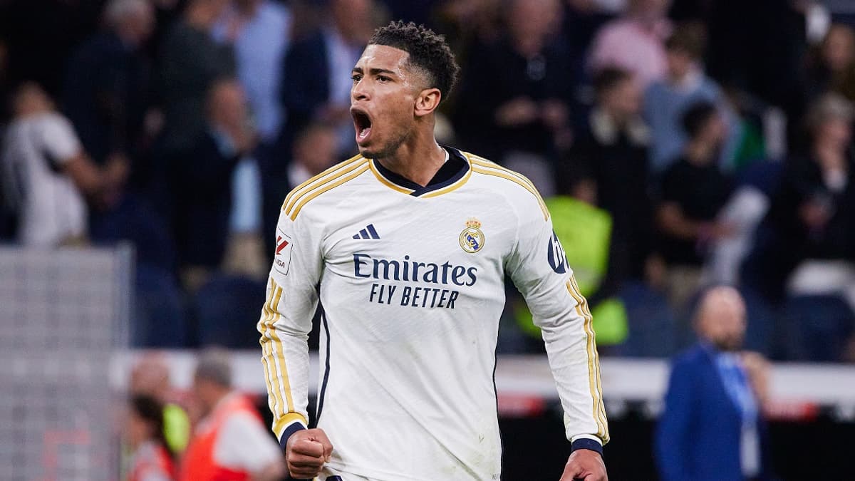 Real Madrid - Jude Bellingham, buteur face au Barça dans le Clasico, le 21 avril 2024 Real Madrid - Jude Bellingham, buteur face au Barça dans le Clasico, le 21 avril 2024