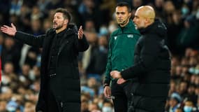 Diego Simeone et Pep Guardiola, à Manchester le 5 avril 2022