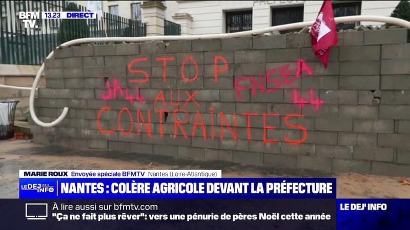 Colère agricole: des centaines d'agriculteurs mobilisés devant la préfecture de Nantes