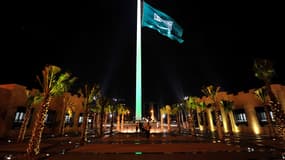 Un drapeau géant de l'Arabie saoudite, le 23 septembre 2014