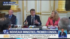 "Beaucoup de choses nous attendent (...) rien de ce que nous entreprenons n'est fait sous la pression de l'immédiat", affirme Macron en conseil des ministres