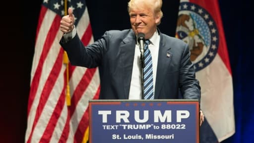 Le milliardaire américain Donald Trump, le 11 mars 2016 à St Louis (Missouri) Le milliardaire américain Donald Trump, le 11 mars 2016 à St Louis (Missouri)