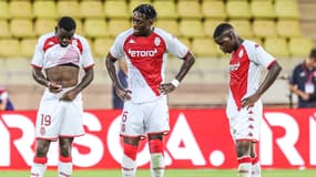 Axel Disasi et les Monégasques lors du match aller contre le PSV, le 2 août 2022