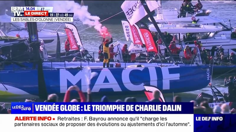 Vendée Globe: Charlie Dalin remonte le chenal des Sables d'Olonne en vainqueur