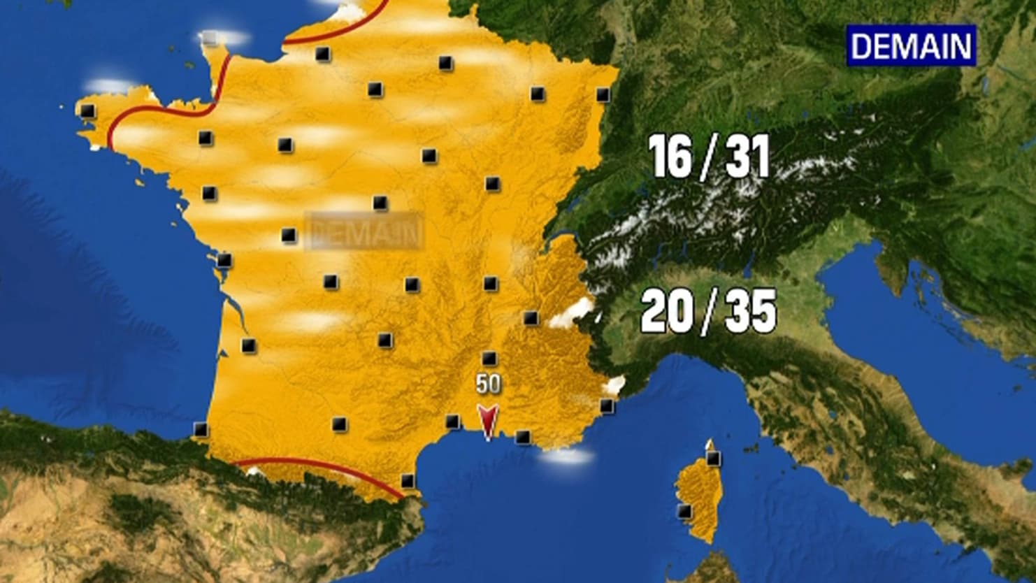 Les prévisions pour le mardi 2 août. Les prévisions pour le mardi 2 août.