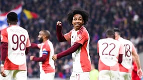 La joie de Fofana, double buteur pour l'OL face au Steaua Bucarest le 6 mars 2025
