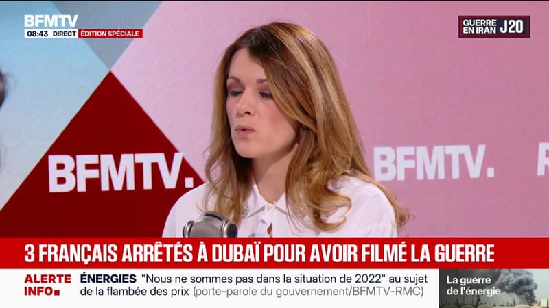 3 Français arrêtés à Dubaï pour avoir filmé des attaques iraniennes: "Ils bénéficient de la protection consulaire", explique Maud Bregeon
