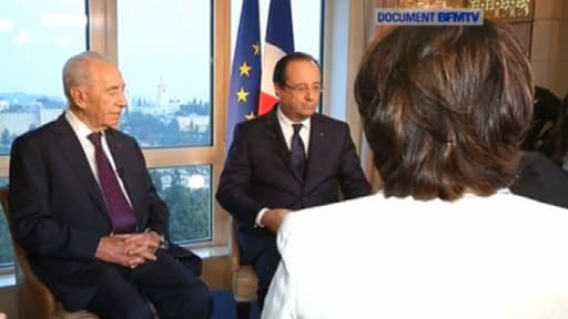 François Hollande et Shimon Peres, interviewés par Ruth Elkrief sur BFMTV