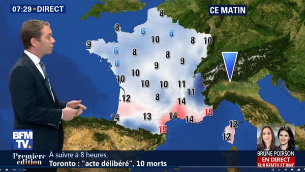 Températures pour le mardi 24 avril au matin Températures pour le mardi 24 avril au matin