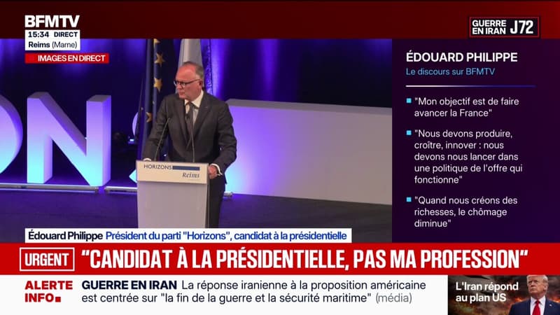 Édouard Philippe: "Contrairement à d'autres, être candidat à la présidentielle n'est pas ma profession"