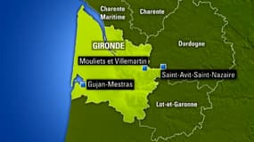 Infographie des trois lieus dans lesquels se sont produits des noyades, lundi en Gironde.