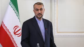 Le ministre iranien des Affaires étrangères Hossein Amir-Abdollahian en conférence de presse à Téhéran, le 22 octobre 2023