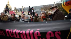 Un rassemblement à Paris pour demander que les retraites soient augmentées en fonction de l'inflation, le 3 décembre 2024