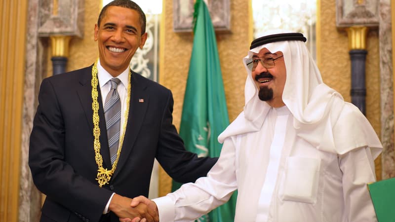 Barack Obama et le roi Abdallah ben Abdelaziz Al Saoud, le 3 juin 2009 à Riyad. 