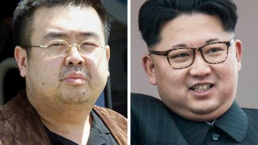 Montage de portraits d'archives de Kim Jong-Nam le 4 mai 2001, et de Kim Jong-Un le 10 mai 2016