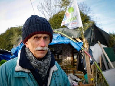 Bernard Loup, président du Collectif pour le Triangle de Gonesse (CPTG), dans la ZAD de Gonesse, le 13 février 2021 