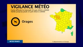 Cinq départements ont été placés en vigilance orange pour risque d'orages ce mercredi 22 juin