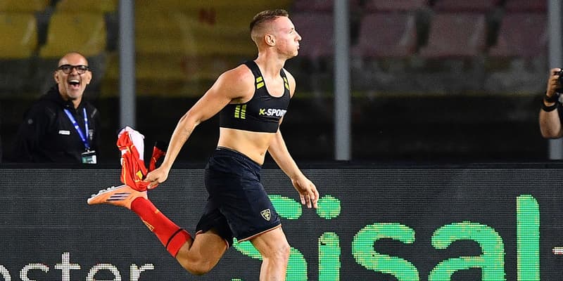 Serie A - Francesco Camarda, buteur lors de Lecce-Bologne, le 29 septembre 2025