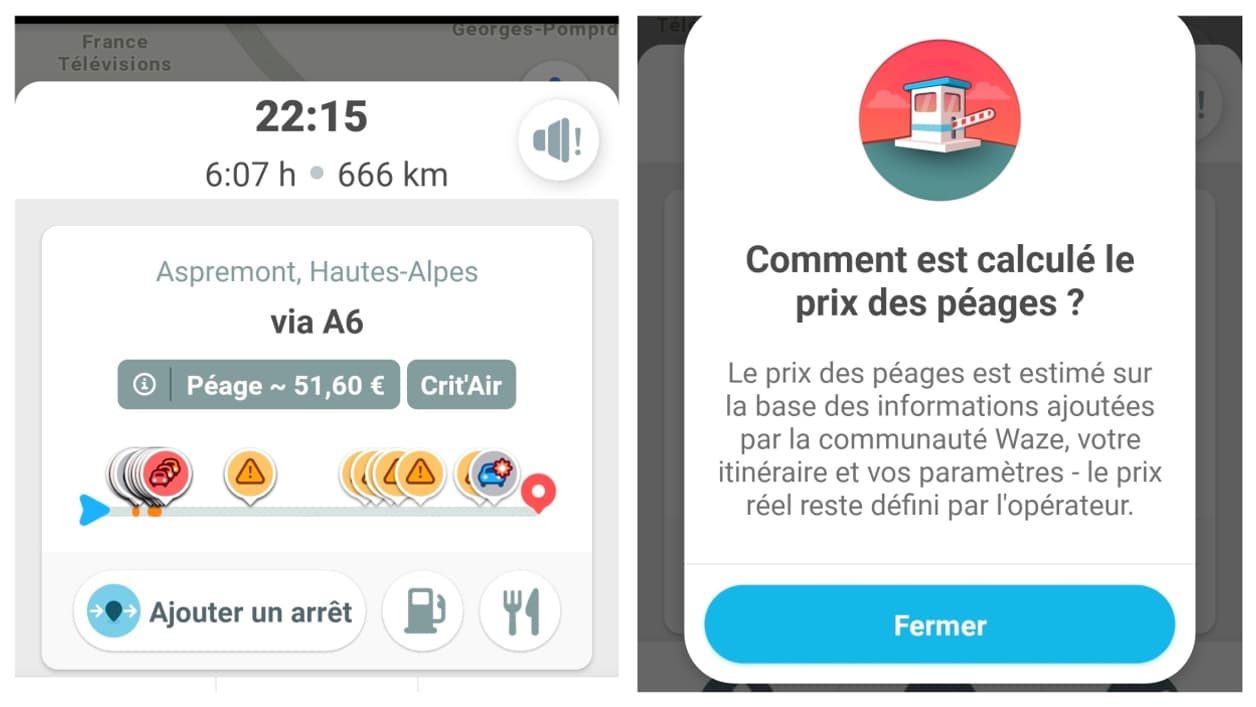 L'affichage du prix des péages est déjà proposé sur Waze. L'affichage du prix des péages est déjà proposé sur Waze.