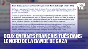  Deux enfants français ont été tués et leur mère blessée dans le nord de la bande de Gaza 