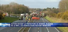 La RN12 bloquée dans les deux sens par les agriculteurs bretons