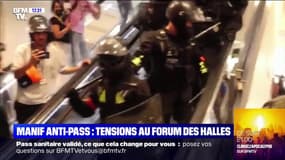 Manifestations anti-pass: des tensions ont éclaté à l'intérieur du Forum des Halles à Paris