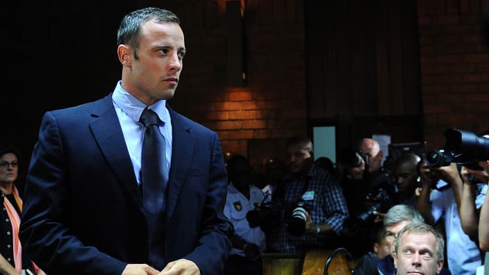 Oscar Pistorius à la sortie du tribunal de Pretoria.