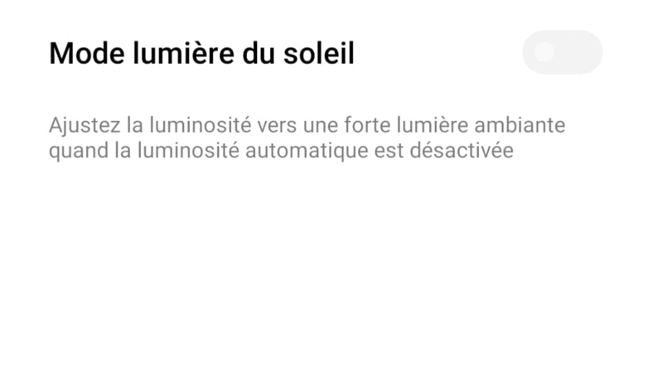 Capture d'écran "Luminosité manuelle"