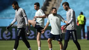 Les Espagnols à l'entraînement, le 13 juin 2021.