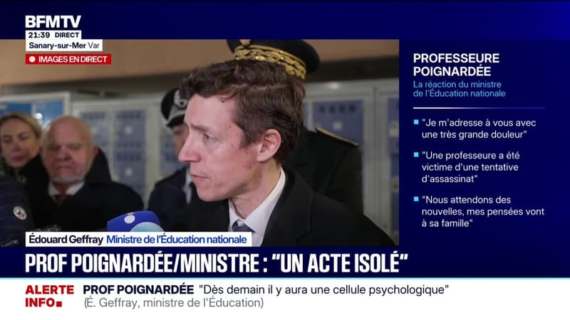 Professeure poignardée à Sanary-sur-Mer: "Le risque zéro n'existe pas", déplore Édouard Geffray, le ministre de l'Éducation nationale