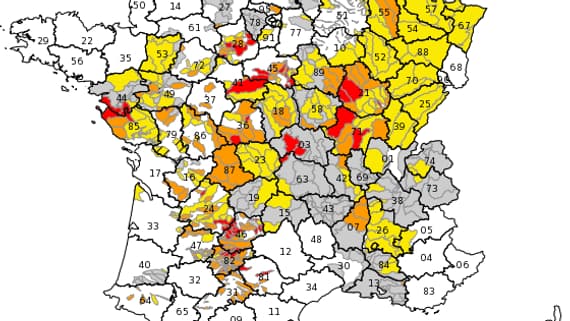 La carte de vigilance sécheresse du 28 juillet 2020. La carte de vigilance sécheresse du 28 juillet 2020.
