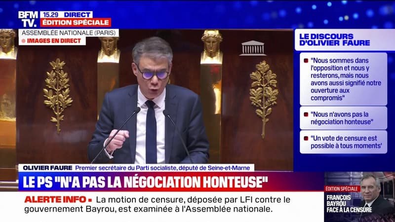 Olivier Faure (PS) évoque une gauche qui propose, qui avance et qui fait céder le gouvernement face à la motion de censure déposée par les insoumis