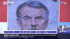 Emmanuel Macron grimé en Hitler dans les rues d'Avignon