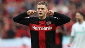 Florian Wirtz avec le Bayer Leverkusen, à la BayArena le 14 avril 2024