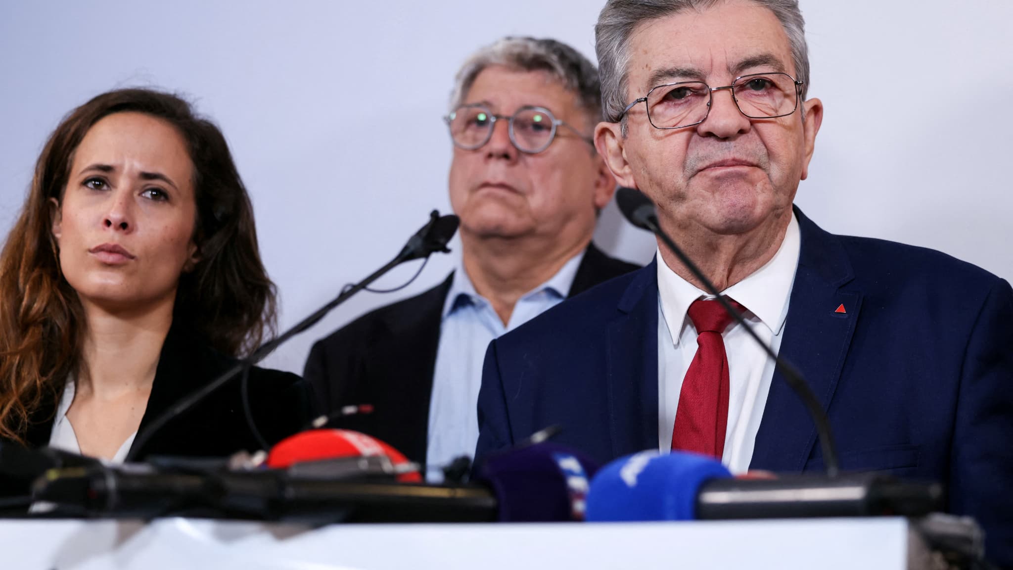 Jean-Luc Mélenchon, lors d'une conférence de presse le 10 octobre 2025. 