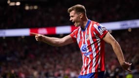 Alexander Sorloth avec l'Atlético de Madrid, le 10 mai 2025